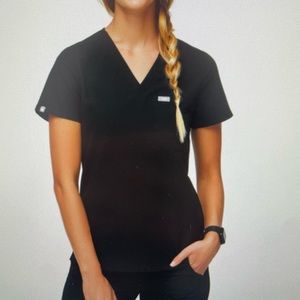 FIGS Catarina One-Pocket Scrub Top Black Size L